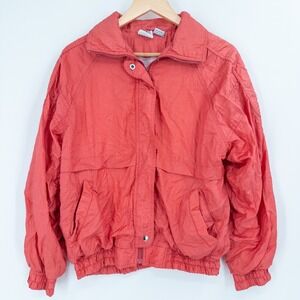Vintage 90s Rock Creek‎ Nylon Windbreaker Jacket Womens M Oversized Coral Pink